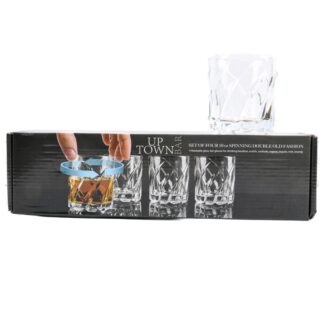 Bar Spinning Drinking Glasses Set Clear 10 Oz 4 Pc