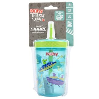 Nuby Cup W/Straw & Lid Asst Prints 15 Oz