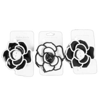 Hair Claw Clip Rose Black & White Colors