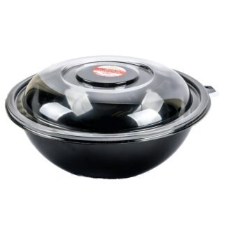 Disposable Salad Container Black W/Lid 12 X 6 In