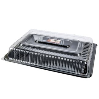 Disposable Serving Tray Black W/Lid 10 X 14 In