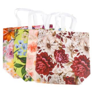 Nonwoven Shopping Bag Floral Prints 19.7 X 15.7 X 9 In