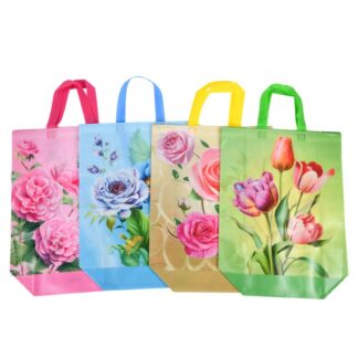 Nonwoven Shopping Bag Floral Prints 12.6 X 14.2 X 7 In