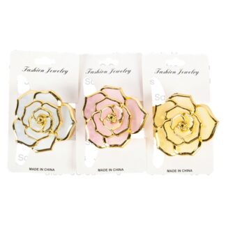 Hair Claw Clip Rose Asst Colors W/Gold Trim