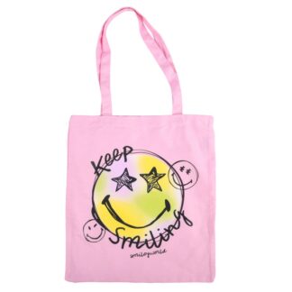 Tote Bag 100% Cotton Keep Smiling Face Pink