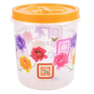 Plastic Round Container W/Lid Floral Asst 5000 Ml