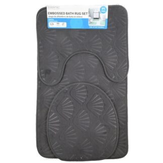Embossed Bath Rug Set Asst Colors 3 Pc