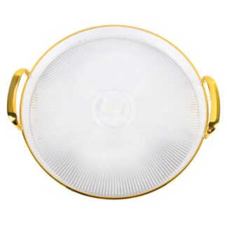 Plastic Round Tray W/Golden Rim 14.6 X 1.3 In