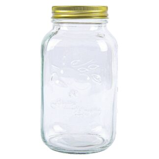 Glass Canister Jar W/Tinplate Lid Clear 34 Oz
