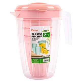 Plastic Pitcher 2 Lt W/4 Cups 420 Ml Asst Colors