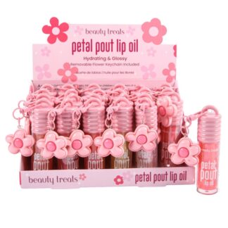 Petal Pout Lip Oil W/Flower Key Chain Asst Colors Disp