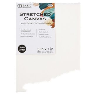 Bazic Stretched Canvas 100% Cotton White 5 X 7 In