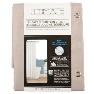 Microfiber Shower Curtain/Liner Taupe 70 X 72 In