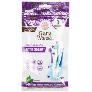 Guru Nanda Ready To Go Pre-Pasted Toothbrushes 3 Ct