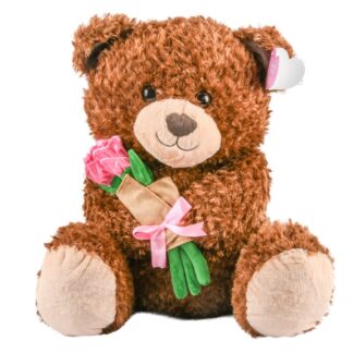 Jumbo Brown Teddy Bear With Roses Bouquet
