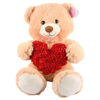Jumbo Light Brown Teddy Bear Red Roses Heart