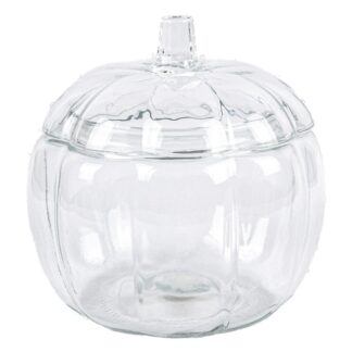 Pumpkin Glass Jar Clear W/Lid 74 Oz