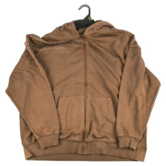 Men'S Fleece Full Zip Hoodie Brown Size Xl