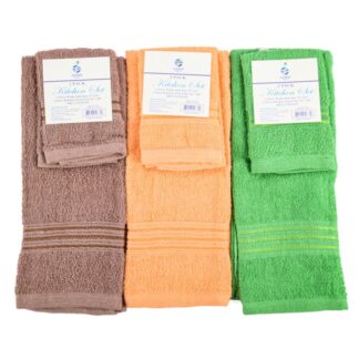 Terry Kitchen Towel 16X28" & Wash Cloth 12X13" Asst 2 Pc