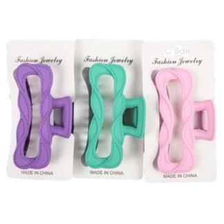Hair Claw Clip With Stitching Asst Colors 1 Pc