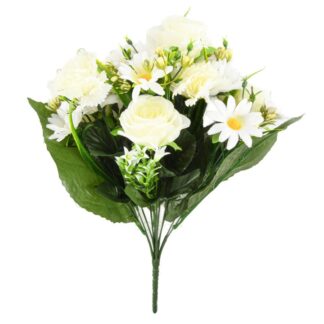 Artificial Rose, Carnation & Daisy Bunch Asst Colors