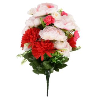 Artificial 18 Head Peony & Mum Bush Asst Colors