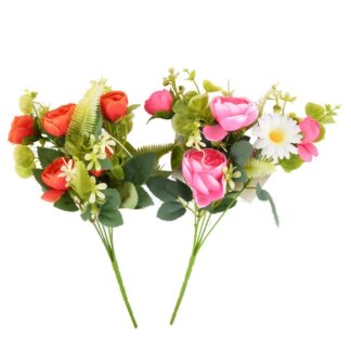 Artificial Peony, Rose & Daisy Mix Bunch Asst Colors