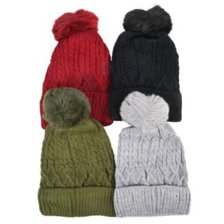 Hw Women'S Beanie W/Pom Pom Asst Colors