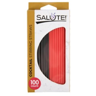 Cocktail Stirring Straws Black/Red 100 Ct