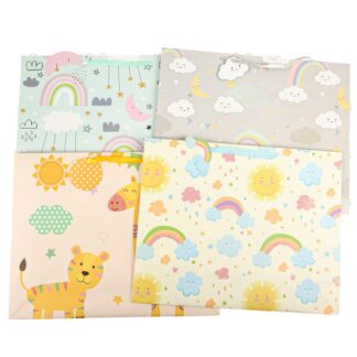 Gift Bag Rainbow & Safari Theme Asst Jumbo Wide