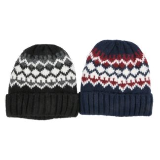 Hw Men'S Beanie Fuzzy Retro Pattern Design Gray