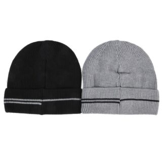 Hw Men'S Beanie With Stripes Dark Gray