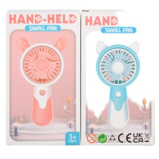 Handheld Small Fan W/Ears Rechargeable Asst