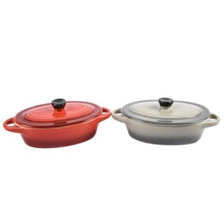 Oval Casserole W/Lid Asst Color 6.7 Oz