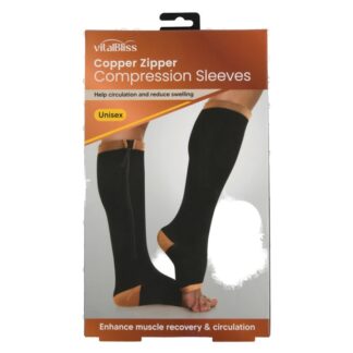 Compression Sleeve Zipper Socks Copper 1 Pr