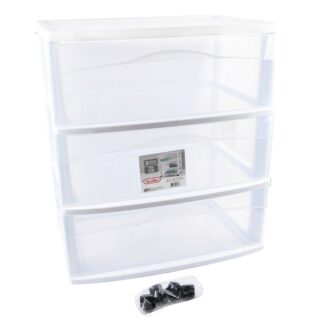 Sterilite 3 Drawer Wide Cart White 39.1 X 55.6 X 66.4 Cm