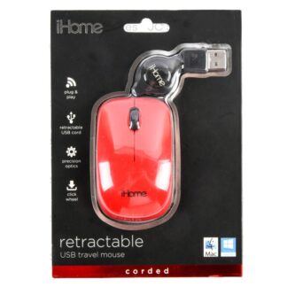Ihome Retractable Usb Corded Travel Mouse