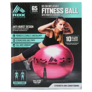 Rbx Inflatable Fitness Ball W/Hand Pump 65 Cm