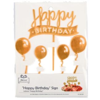 "Happy Birthday" Sign Gold 5 Ct