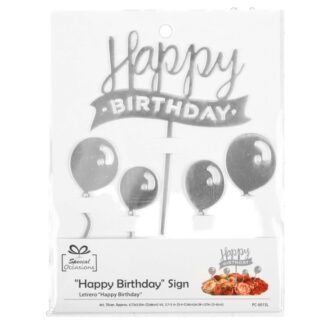 "Happy Birthday" Sign Silver 5 Ct