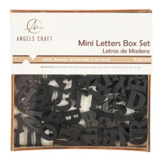 Mini Wood Letters Box Black 1.3 X 1.5 Cm  Approx. 104 Ct