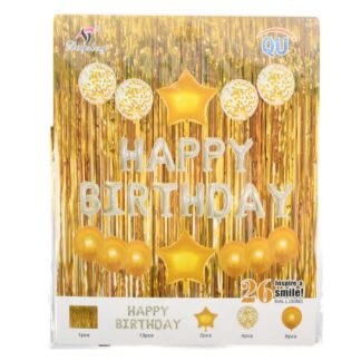Happy Birthday Party Decoration Set Gold/Silver 26 Pc
