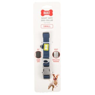 Built Pet Collar Nightsafe Navy & Yellow Small
