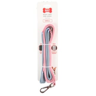 Built Pet Leash Nightsafe Pink & Gray Small