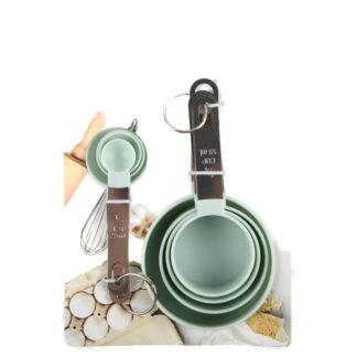 Measuring Cups & Spoons Stainless Steel Handle Sage 8 Pc