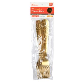 Dinner Fork Floral Pattern Golden Stainless Steel 7 In 6 Pc