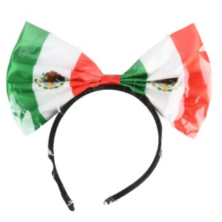 Mexico Flag Headband W/Bow 7.9 X 8.7 In