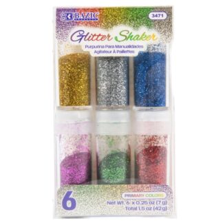 Bazic Glitter Shaker Asst Colors 0.25 Oz 6 Pc