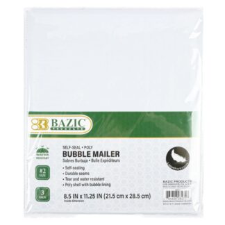 Bazic Poly Bubble Mailer Self-Seal 8.5 X 11.25 In 3 Pk