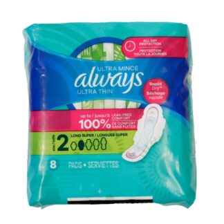 Always Ultra Overnight Pads W/Wings Size 2/8 Ct